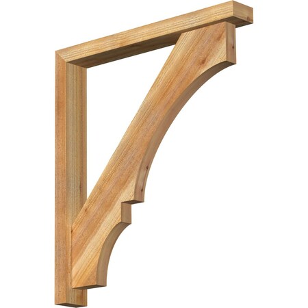 Ekena Millwork Balboa Block Rough Sawn Bracket w/ Offset Brace, Western Red Cedar, 4"W x 30"D x 34"H BKT0402X30X34BOA05RWR
